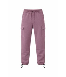 Erkek Baggy Üç İplik Kargo Cepli Eşofman Ayarlanabilir Paça Beli İpli Pantolon - Gül Kurusu