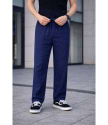 Erkek Keten Cepli Çıma Dikişli Jogger Buggy Pantalon Rahat Kalıp - Lacivert