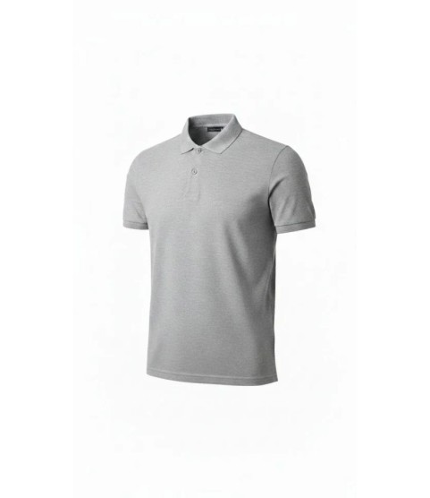 Erkek Pike Kumaş Düğmeli Yaka Regular Fit Günlük Kısa Kol Tişört T-shirt - Gri