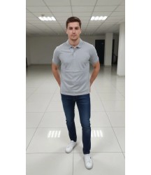 Erkek Pike Kumaş Düğmeli Yaka Regular Fit Günlük Kısa Kol Tişört T-shirt - Gri
