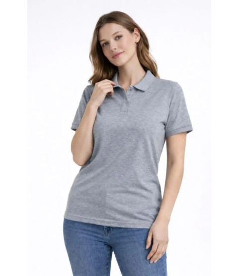 Pike Kumaş Düğmeli Yaka Regular Rahat Günlük Kısa Kol Tişört T-shirt - Gri