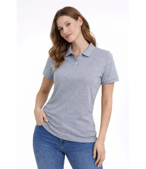 Pike Kumaş Düğmeli Yaka Regular Rahat Günlük Kısa Kol Tişört T-shirt - Gri