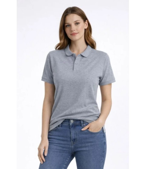 Pike Kumaş Düğmeli Yaka Regular Rahat Günlük Kısa Kol Tişört T-shirt - Gri