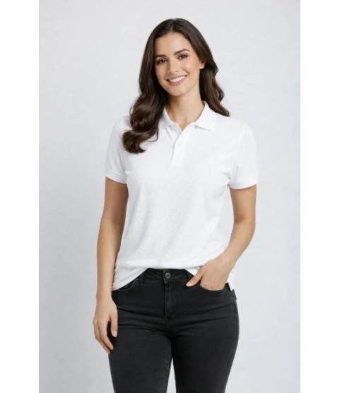 Pike Kumaş Düğmeli Yaka Regular Rahat Günlük Kısa Kol Tişört T-shirt - Beyaz