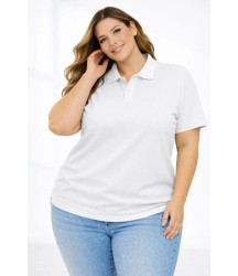 Pike Kumaş Düğmeli Yaka Battal Büyük Beden Günlük Kısa Kol Tişört T-shirt - Beyaz