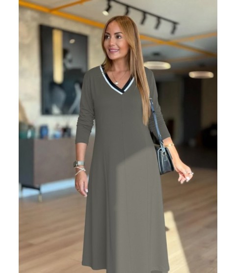 Kadın Uzun Kollu V Yakalı Midi çağla Yeşili Modal Elbise Kadın Uzun Kollu V Yakalı Midi çağla Yeşili Modal Elbise