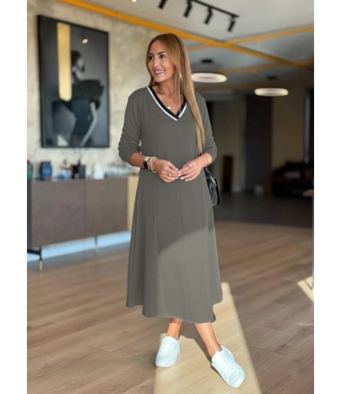 Kadın Uzun Kollu V Yakalı Midi çağla Yeşili Modal Elbise Kadın Uzun Kollu V Yakalı Midi çağla Yeşili Modal Elbise