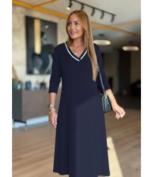 Kadın Uzun Kollu V Yakalı Midi çağla Yeşili Modal Elbise