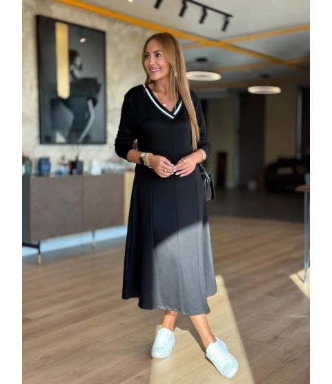 Kadın Uzun Kollu V Yakalı Midi çağla Yeşili Modal Elbise