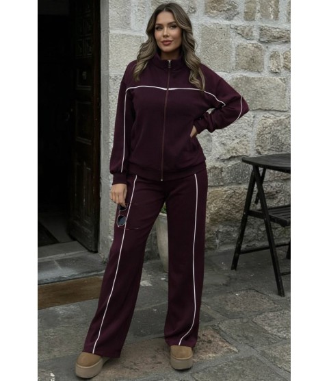 Kadın Uzun Kollu önden Fermuarlı Bluz Ve Pantolon Modal Ikili Takım
