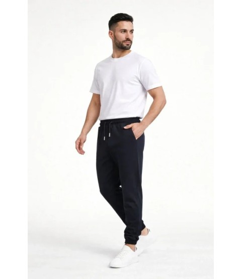 Erkek Jogger Eşofman Altı Rahat Kalıp, Cepli, Lastikli Paça, Günlük Spor Pantolon - Siyah
