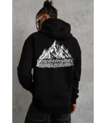 Erkek Nihilist Penguen Temalı Oversize Kapüşonlu Sweatshirt - Siyah