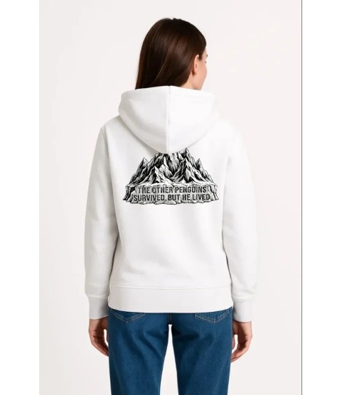 Nihilist Penguen Temalı Oversize Kapüşonlu Sweatshirt - Beyaz
