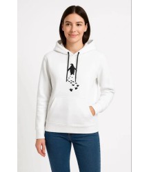 Nihilist Penguen Temalı Oversize Kapüşonlu Sweatshirt - Beyaz