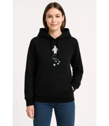 Nihilist Penguen Temalı Oversize Kapüşonlu Sweatshirt - Siyah