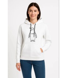 Nihilist Penguen Özel Tasarım Oversize Kapüşonlu Sweatshirt - Beyaz