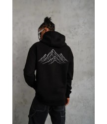 Erkek Nihilist Penguen Özel Tasarım Oversize Kapüşonlu Sweatshirt - Siyah