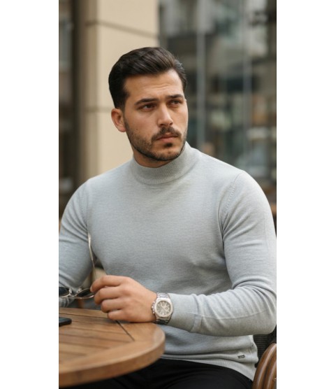 Erkek Yarım Balıkçı Yaka Pamuklu Triko