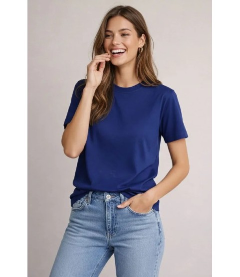 Osy Modal Yumuşak Dokulu Kumaş Bisiklet Yaka T-shirt - Lacivert