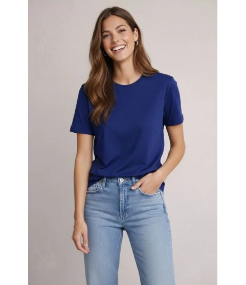 Osy Modal Yumuşak Dokulu Kumaş Bisiklet Yaka T-shirt - Lacivert