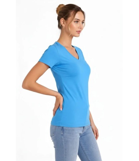 T-Shirt V Yaka Slim Fit Likralı Tişört Günlük Basic Body - Açık Mavi T-Shirt V Yaka Slim Fit Likralı Tişört Günlük Basic Body - Açık Mavi