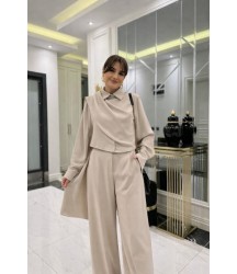 Kadın Uzun Kollu şal Detaylı Bluz Ve Pantolon Ikili Takım (kemer Dahil Değil)