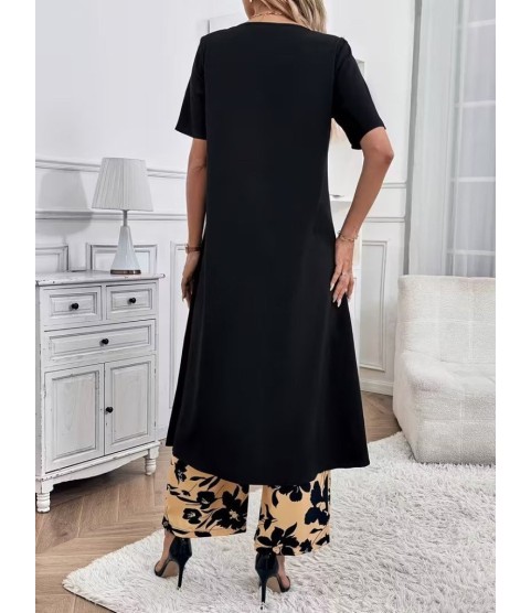 Kadın Kısa Kollu önden çapraz Detaylı Viskon Uzun Bluz Ve Desenli Iki Iplik Pantolon Ikili Takım Kadın Kısa Kollu önden çapraz Detaylı Viskon Uzun Bluz Ve Desenli Iki Iplik Pantolon Ikili Takım