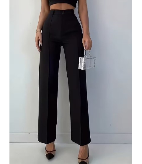 Bordo Renk Yüksek Bel Maskülen Kesim Kumaş Pantolon