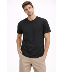 Erkek Bisiklet Yaka Tişört Regular Kalıp Basic Pamuklu Günlük Kullanım T-shirt - Siyah