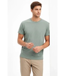 Erkek Bisiklet Yaka Tişört Regular Kalıp Basic Pamuklu Günlük Kullanım T-shirt - Mint Yeşili