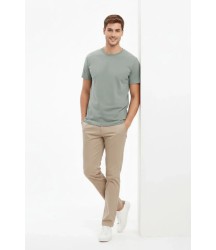Erkek Bisiklet Yaka Tişört Regular Kalıp Basic Pamuklu Günlük Kullanım T-shirt - Mint Yeşili