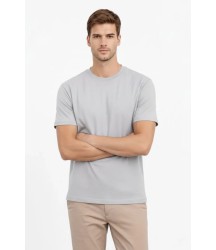 Erkek Bisiklet Yaka Tişört Regular Kalıp Basic Pamuklu Günlük Kullanım T-shirt - Gri