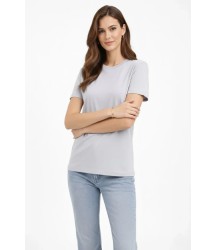 Bisiklet Yaka Tişört  Regular Kalıp Basic Pamuklu  Günlük Kullanım  T-shirt - Gri