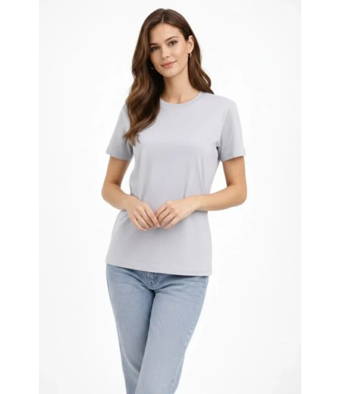 Bisiklet Yaka Tişört Regular Kalıp Basic Pamuklu Günlük Kullanım T-shirt - Gri Bisiklet Yaka Tişört Regular Kalıp Basic Pamuklu Günlük Kullanım T-shirt - Gri