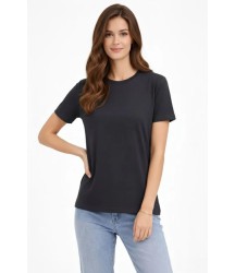 Bisiklet Yaka Tişört Regular Kalıp Basic Pamuklu Günlük Kullanım T-shirt - Füme