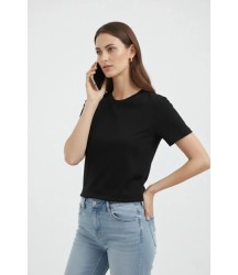 Bisiklet Yaka Tişört Regular Kalıp Basic Pamuklu Günlük Kullanım T-shirt - Siyah
