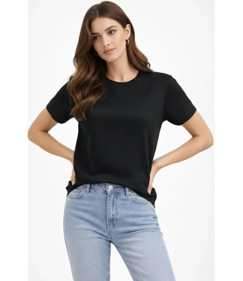 Bisiklet Yaka Tişört Regular Kalıp Basic Pamuklu Günlük Kullanım T-shirt - Siyah Bisiklet Yaka Tişört Regular Kalıp Basic Pamuklu Günlük Kullanım T-shirt - Siyah