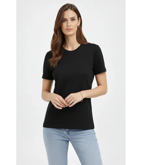 Bisiklet Yaka Tişört Regular Kalıp Basic Pamuklu Günlük Kullanım T-shirt - Siyah Bisiklet Yaka Tişört Regular Kalıp Basic Pamuklu Günlük Kullanım T-shirt - Siyah