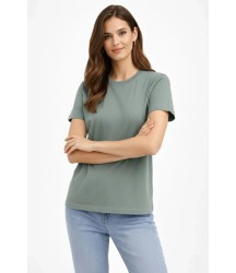 Bisiklet Yaka Tişört Regular Kalıp Basic Pamuklu Günlük Kullanım T-shirt - Mint Yeşili