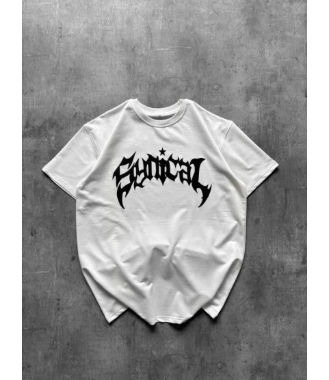 Bisiklet Yaka Ön Baskılı Kısa Kollu Tişört Streetwear Günlük Basic Pamuklu T-shirt - Beyaz Bisiklet Yaka Ön Baskılı Kısa Kollu Tişört Streetwear Günlük Basic Pamuklu T-shirt - Beyaz