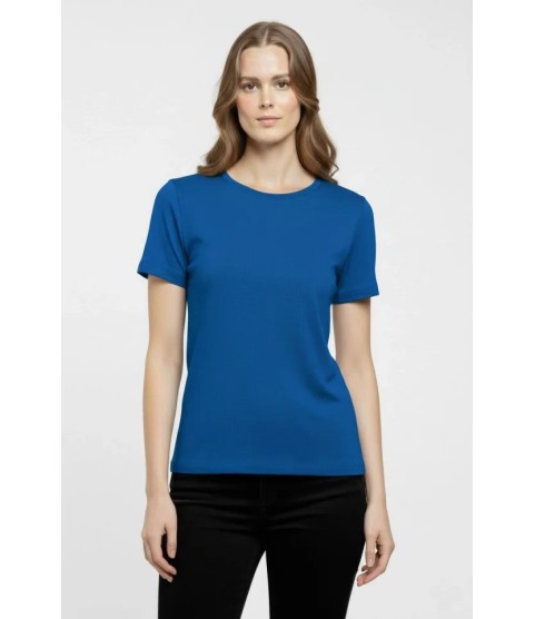 T-Shirt Bisiklet Yaka Slim Fit Likralı Tişört Günlük Basic Body - İndigo T-Shirt Bisiklet Yaka Slim Fit Likralı Tişört Günlük Basic Body - İndigo