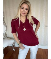 Kadın Kısa Kollu V Yaka Bluz