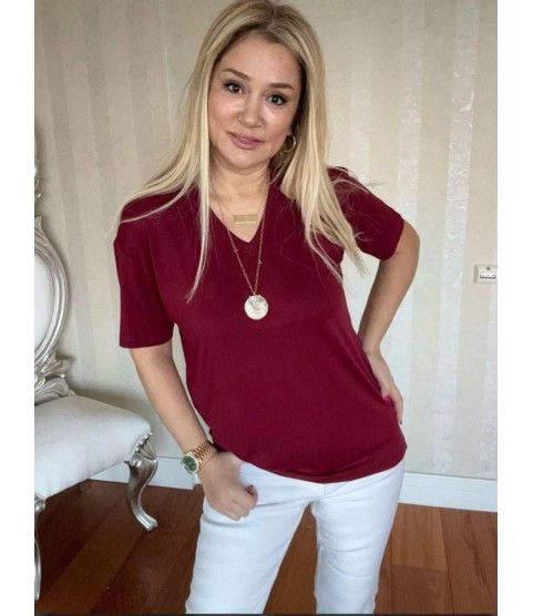 Kadın Kısa Kollu V Yaka Bluz