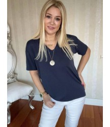 Kadın Kısa Kollu V Yaka Bluz