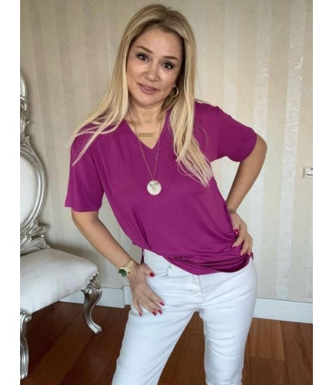Kadın Kısa Kollu V Yaka Bluz