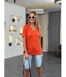 Kadın Kısa Kollu V Yaka Bluz
