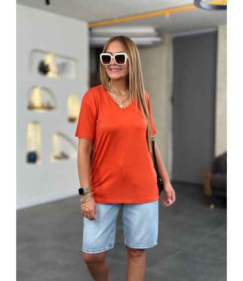 Kadın Kısa Kollu V Yaka Bluz