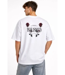 Erkek Bisiklet Yaka Baskılı Kısa Kollu Tişört Streetwear Günlük Basic Pamuklu T-shirt - Beyaz