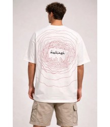 Erkek Bisiklet Yaka Baskılı Kısa Kollu Tişört Streetwear Günlük Basic Pamuklu T-shirt - Beyaz