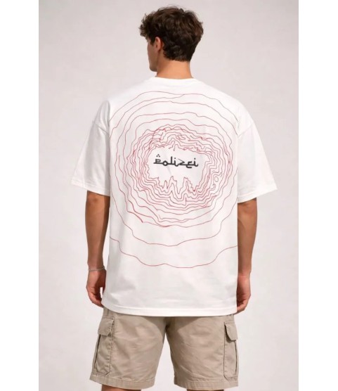 Erkek Bisiklet Yaka Baskılı Kısa Kollu Tişört Streetwear Günlük Basic Pamuklu T-shirt - Beyaz